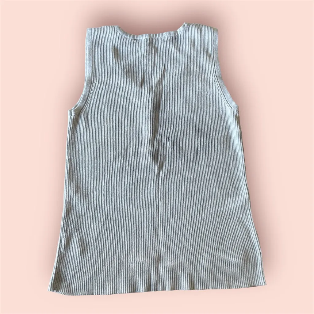 Jeanne pierre  Gray Ribbed Sleeveless Top size Medium - Image 3