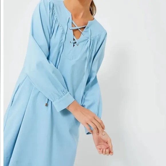 Tuckernuck‎ Pomander Place Robbie Blue Tie Front Mini Dress XS Coastal Resort - Image 2