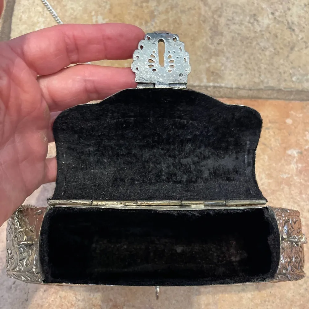 A Nepalese Silvered Metal Bag Patterned With Embossed Leaves... - Image 4