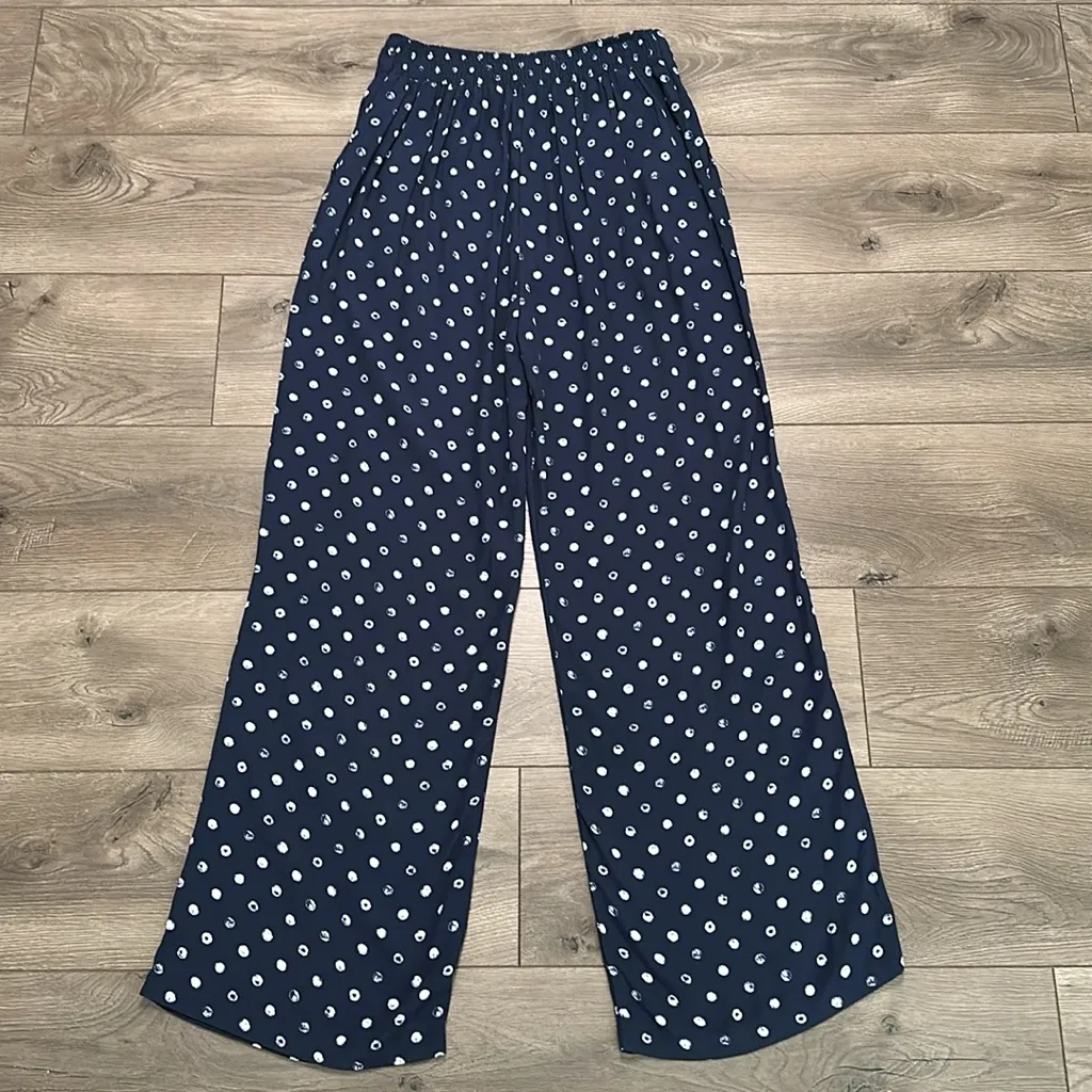 Lucky Brand High Rise Wide Leg Palazzo Pants Blue‎ White Size Large - Image 4