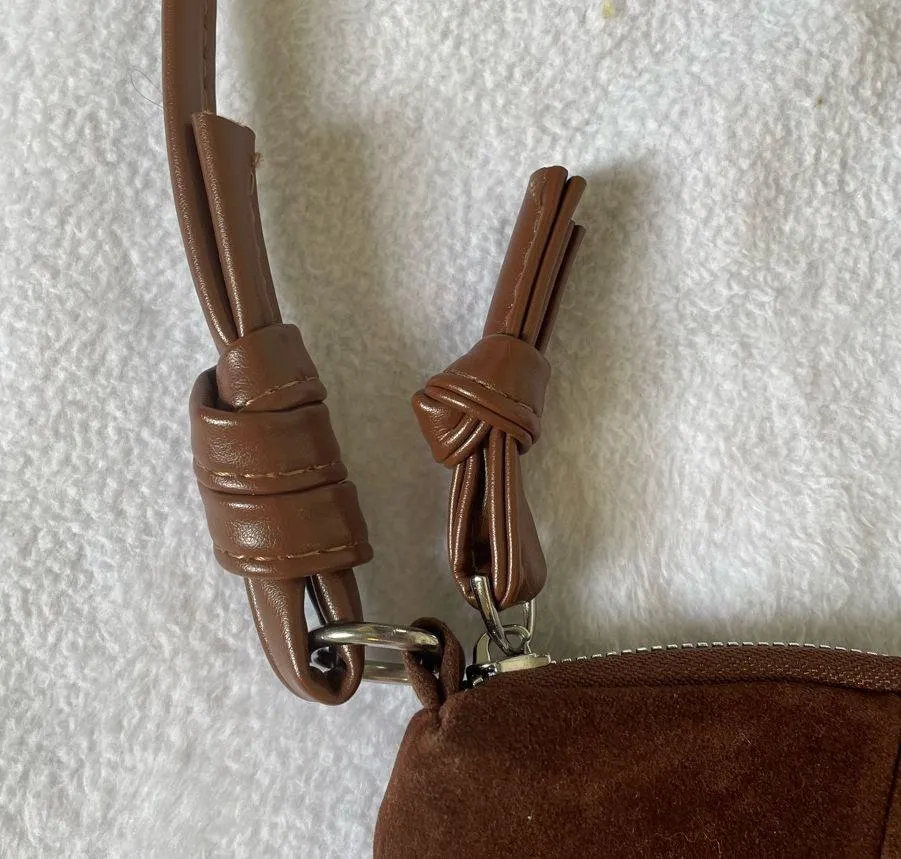 Boho Faux Leather and Suede Purse Brown - Image 2