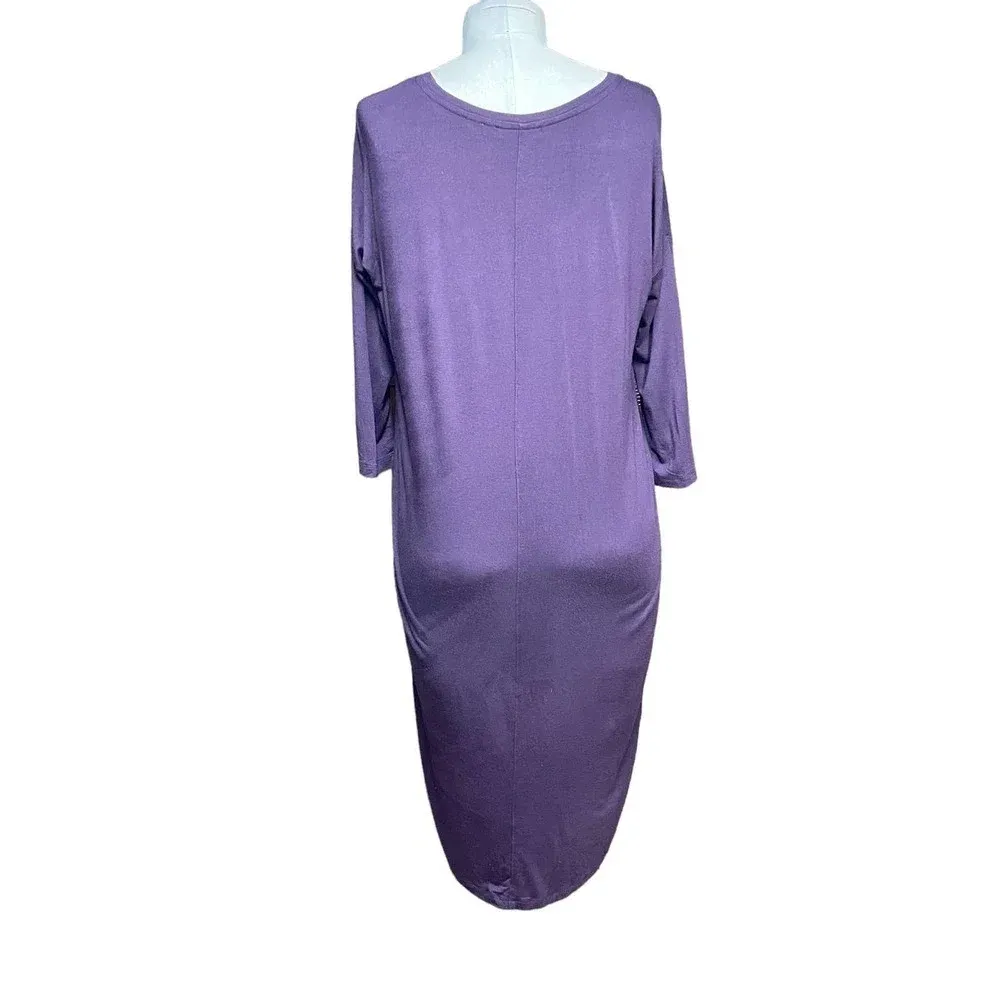 Aritzia Babaton Winston‎ Dress Jersey Knit 3/4 Sleeve Stretch Purple Size XS - Image 3