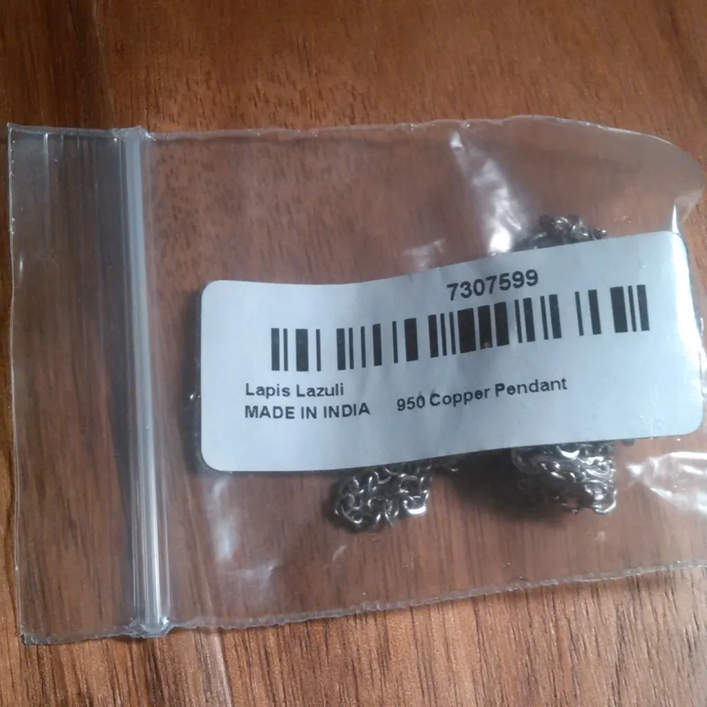 Lapis Lazuli Solitaire Copper Pendant Stainless Steel Necklace - Image 12