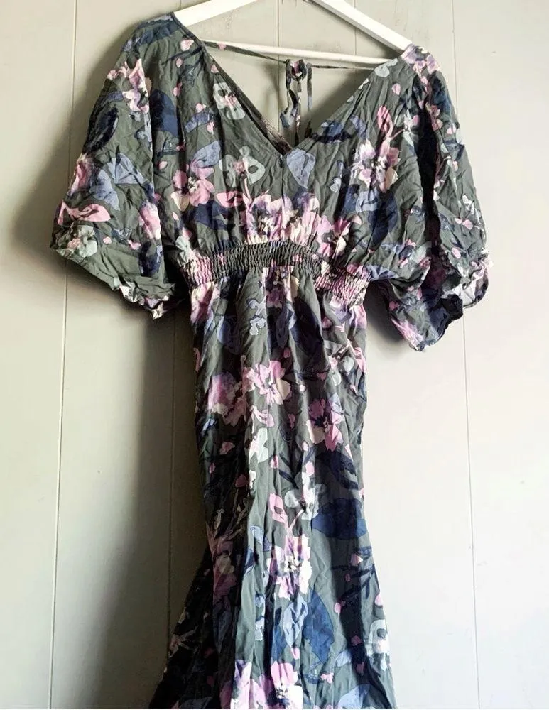 Jessica Simpson Maternity Gray Floral Maxi Dress M - Image 4