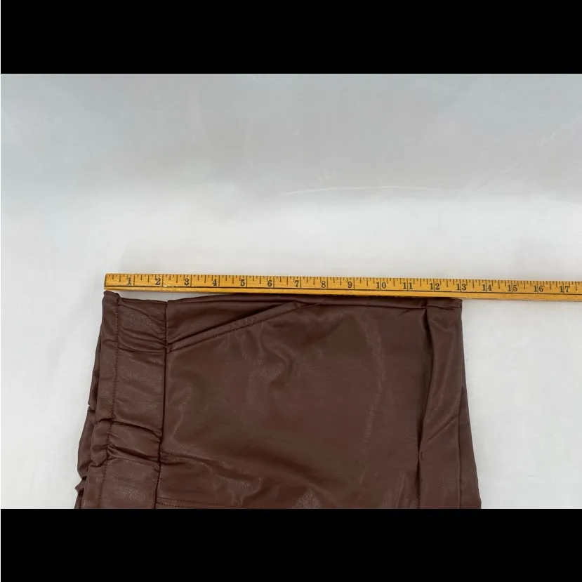 Faux Leather Shorts M Brown Size M - Image 5