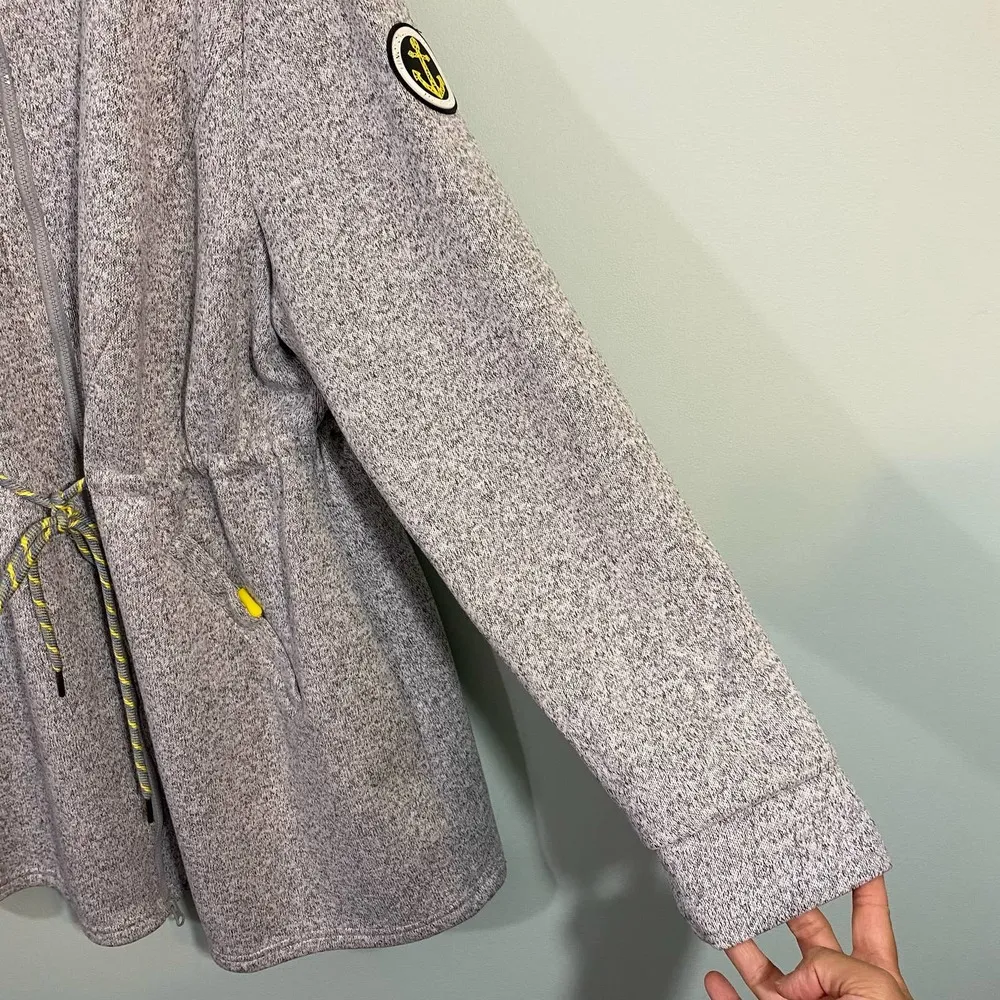 Ulla Popken Women's Grey Anchor Badge Knit Fleece Sweater Jacket Size undefined - Image 8