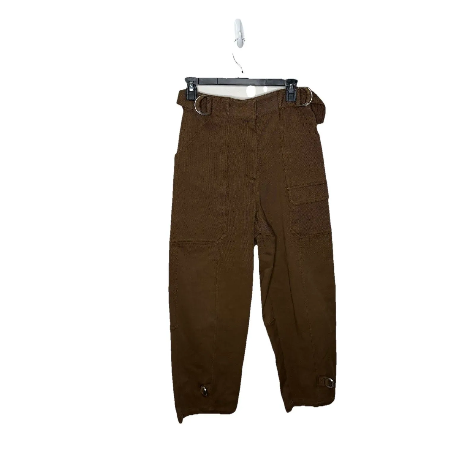 3.1 Phillip Lim Straight-Leg Twill Utility Pants Womens Brown Cotton Size 2 - Image 3