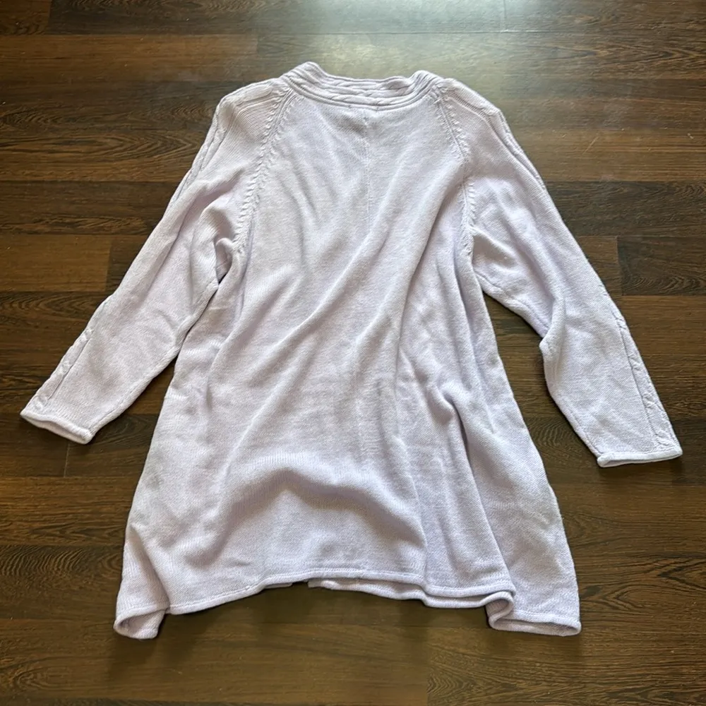 Dana Ashley Vintage Cable Knit Knee Length Cardigan Lavender Medium - Image 6