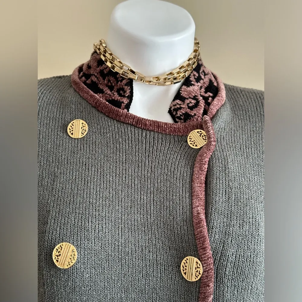 Anne Pedersen Vintage Green Pink Black Skirt Top Set Double Breasted Look Sz S. - Image 5