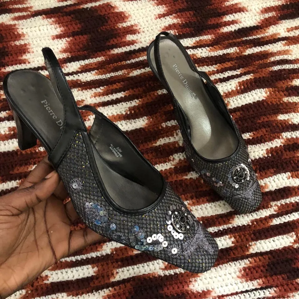 Vintage Romantic Whimsygoth black mules kitten heels pumps  - Image 3