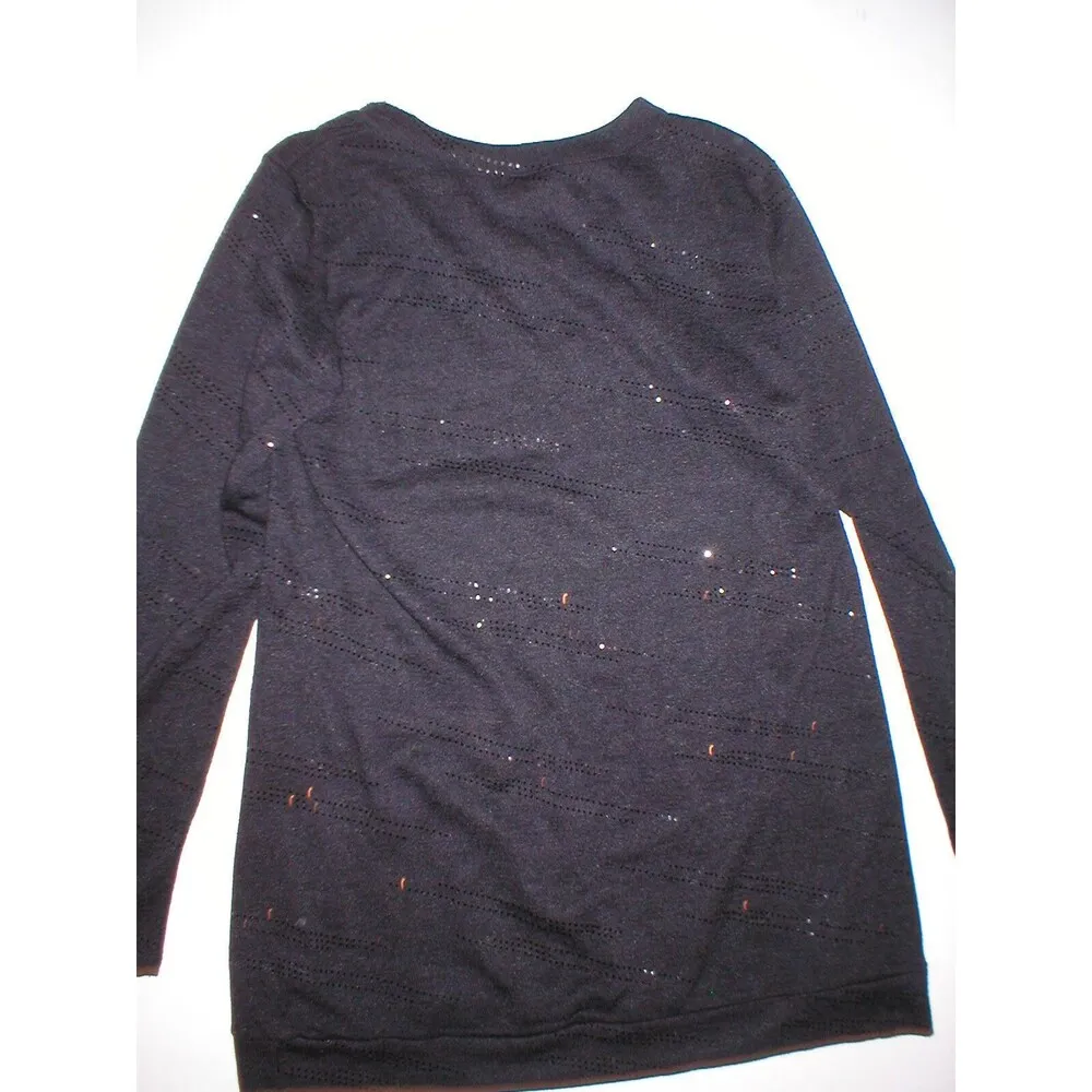 New NWT Womens California Bloom Long Black Top Shiny Dots Medium Unique Sweater - Image 3