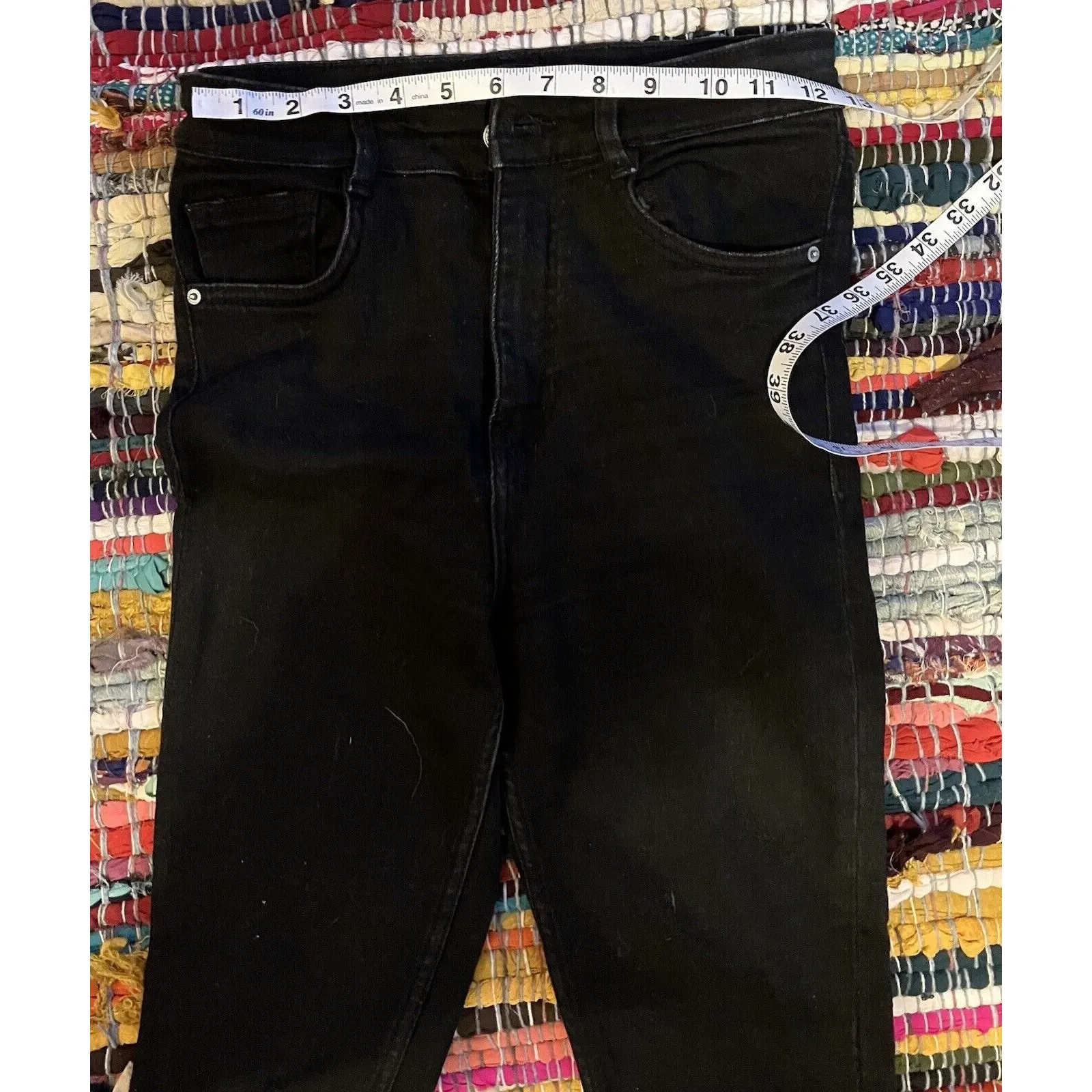 Zara Jeans Womens Womens Size 6 Slim Taper Ankle High-Rise Stretch Black - Image 2