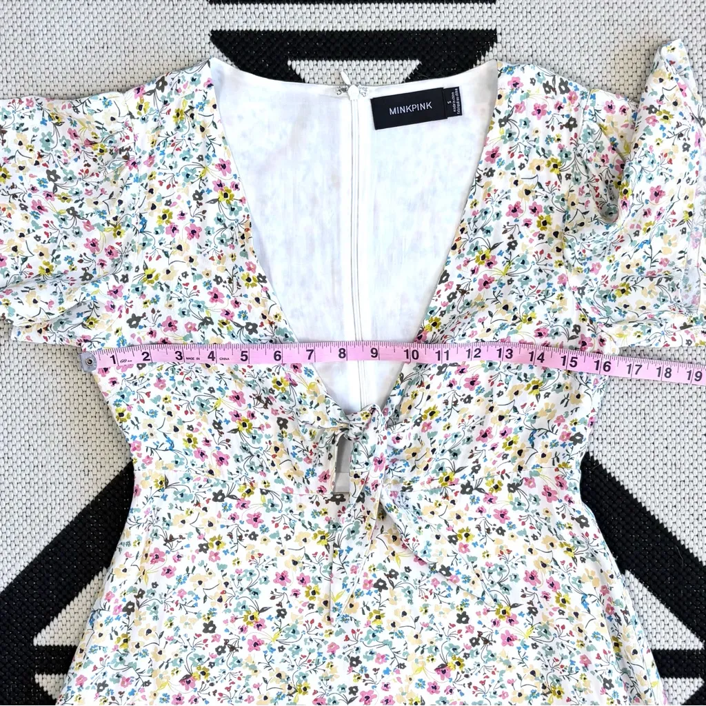 MINKPINK Rainbow Dreams Mini Dress In White Floral Print Small - Image 6