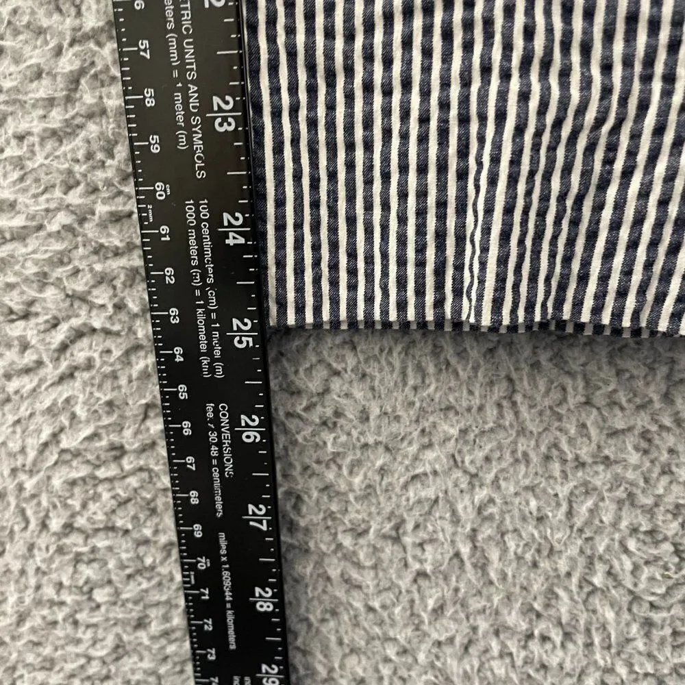 Ann Taylor‎ Pants Women 12 Navy White Striped Seersucker Ankle - Image 9