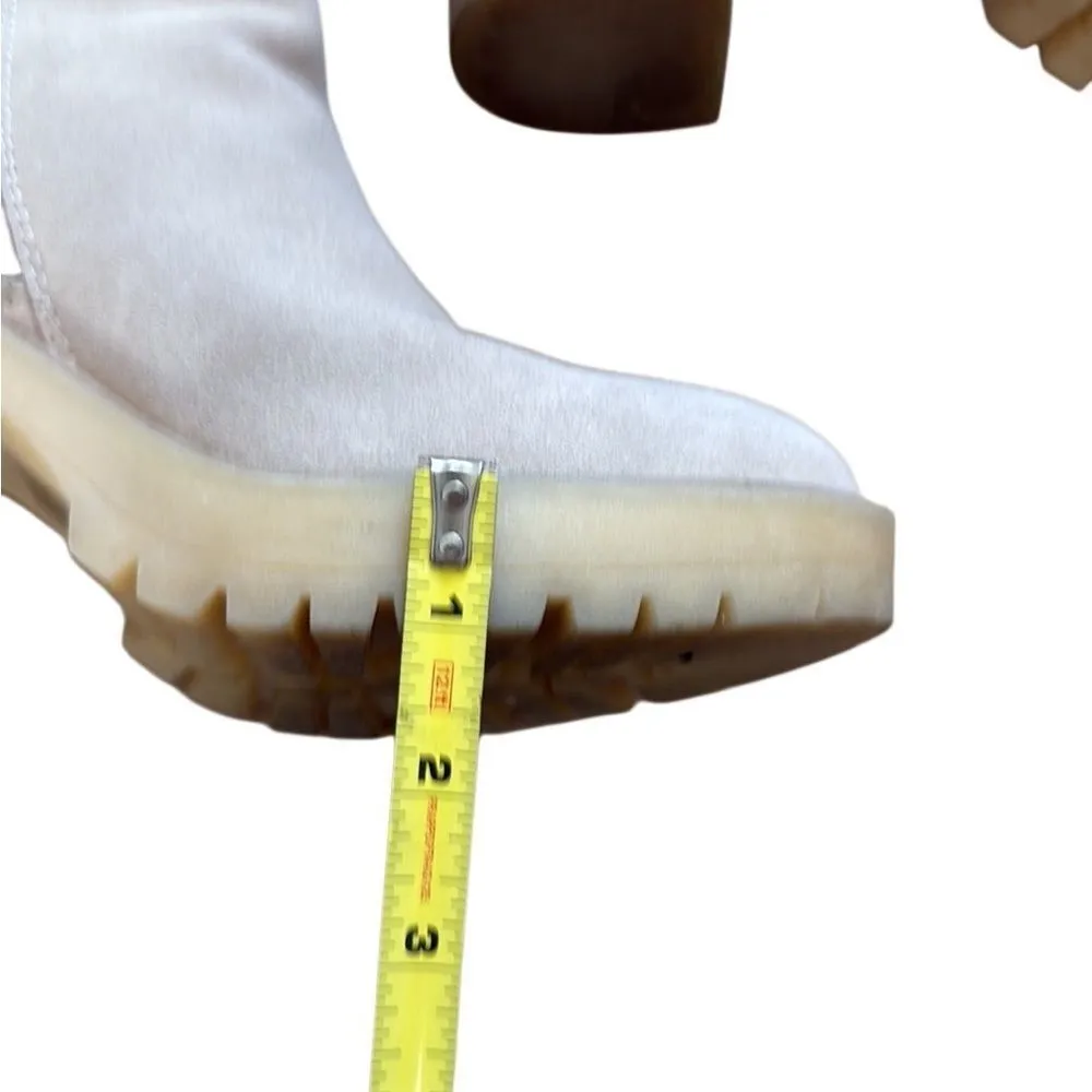 Dolce Vita Women’s Faux Suede Lug Sole Chelsea Heeled Boot Cream size 8.5 Tan - Image 8