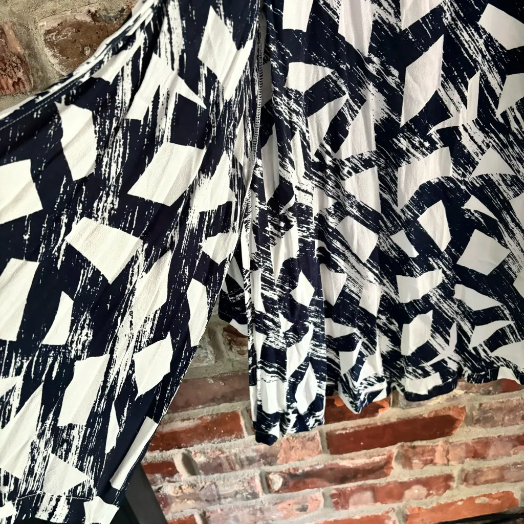 Bel Kazan Black White Printed Open Kimono Cover Up Blue - Image 6