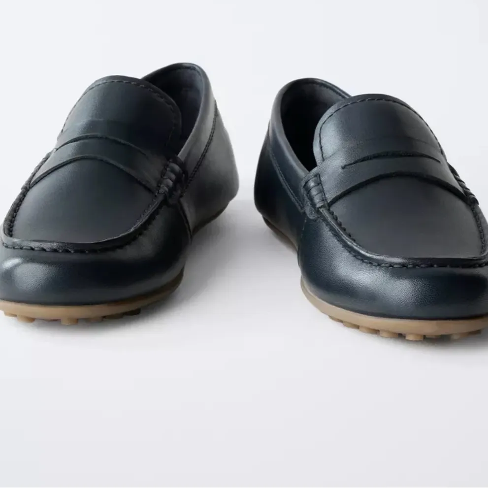 Zara Men's Dark Leather Slip-Ons - Image 2