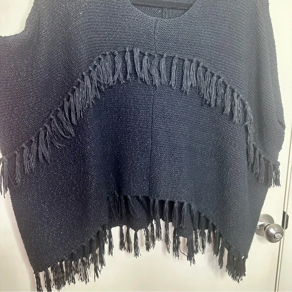 World Market Black Fringe Poncho Size undefined - Image 4
