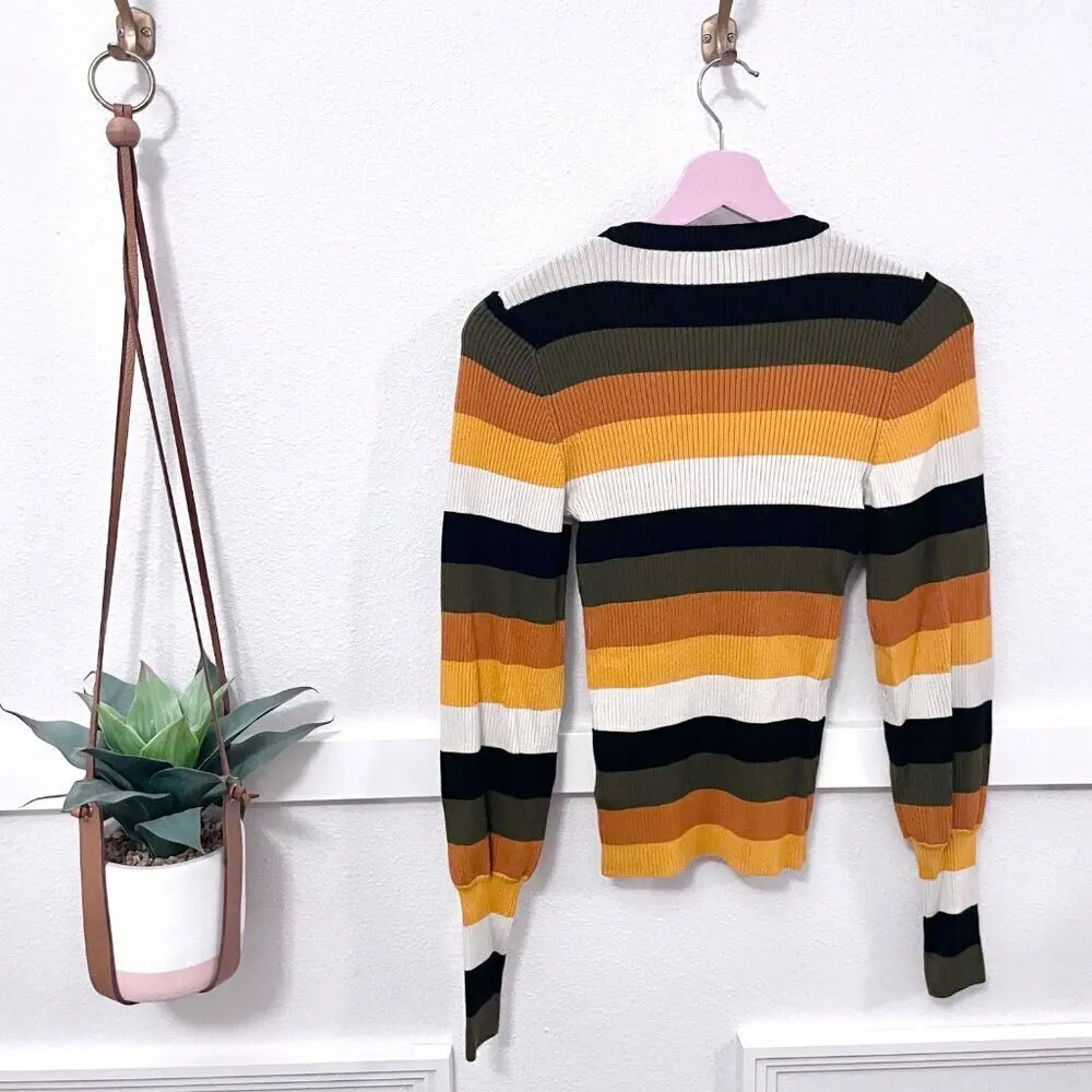 Stockholm Atelier & Other Stories Fall Striped Balloon Sleeve Sweater Size XS - Image 6