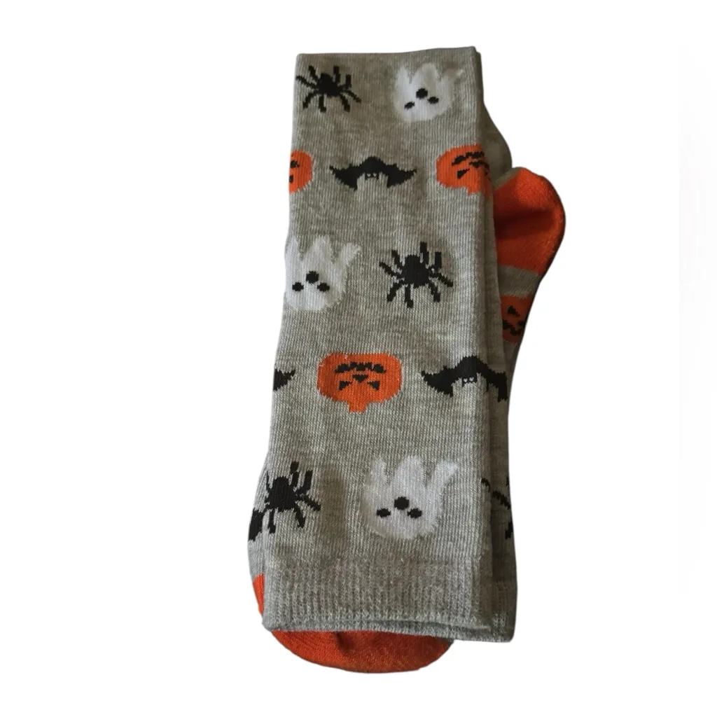 Halloween Themed Gray and Orange Socks - Image 3