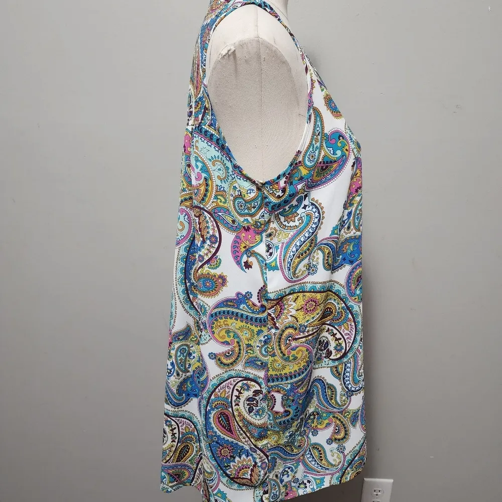 Cupio multicolored paisley sleeveless button down tunic size medium - Image 3