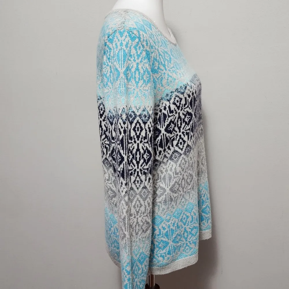 Talbots ombre fair isle crewneck wool blend sweater size large - Image 4