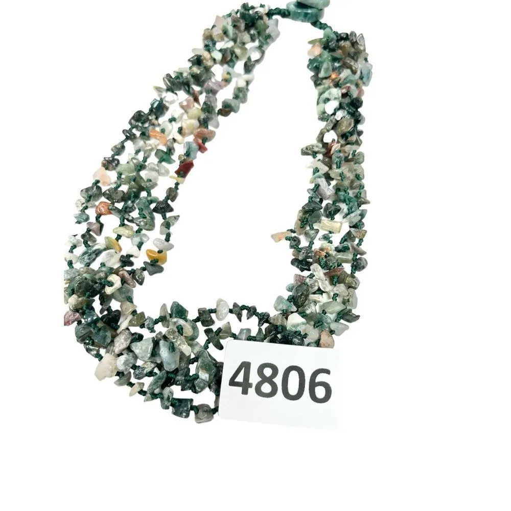 Natural Gemstone emerald green Chip Bead Assorted Stone multilayered necklace - Image 9