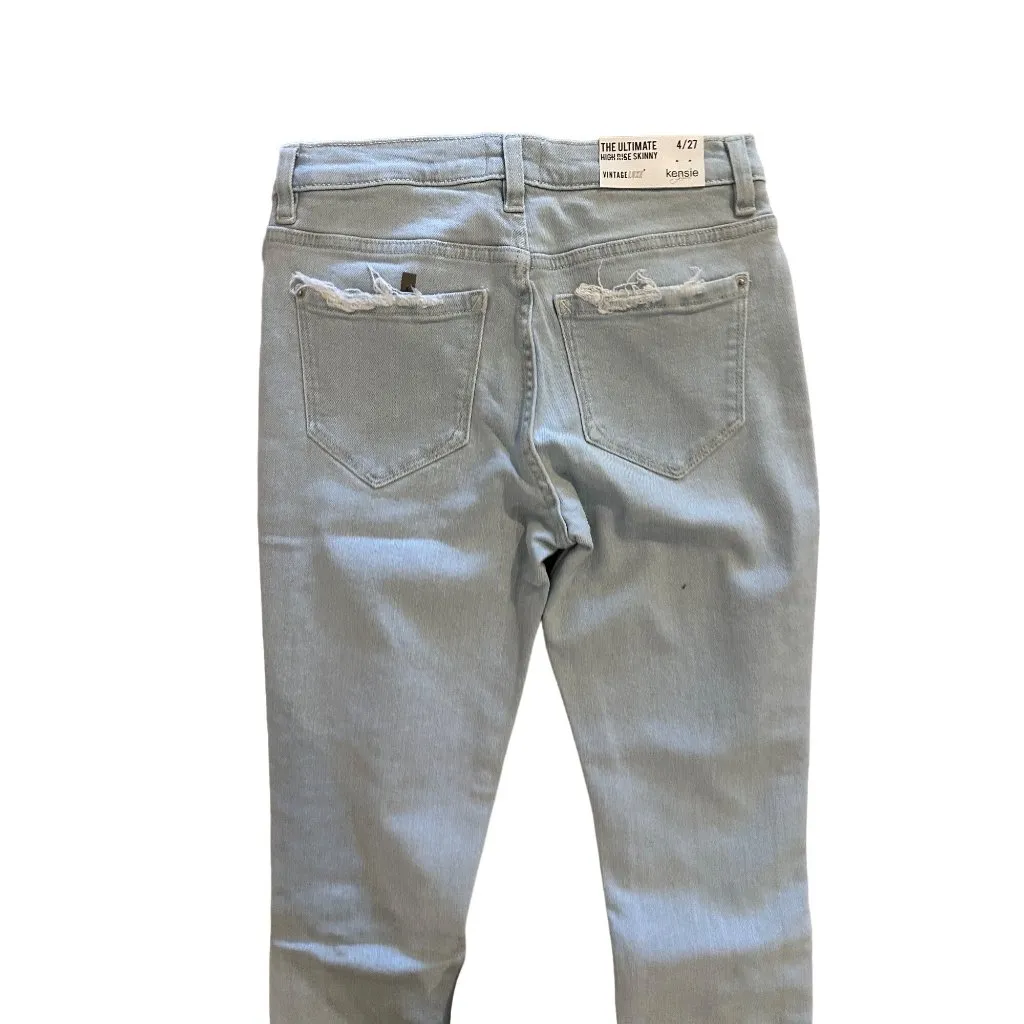 KENSIE Light Wash Ultimate High Rise Skinny Jeans Size 4 NEW - Image 4