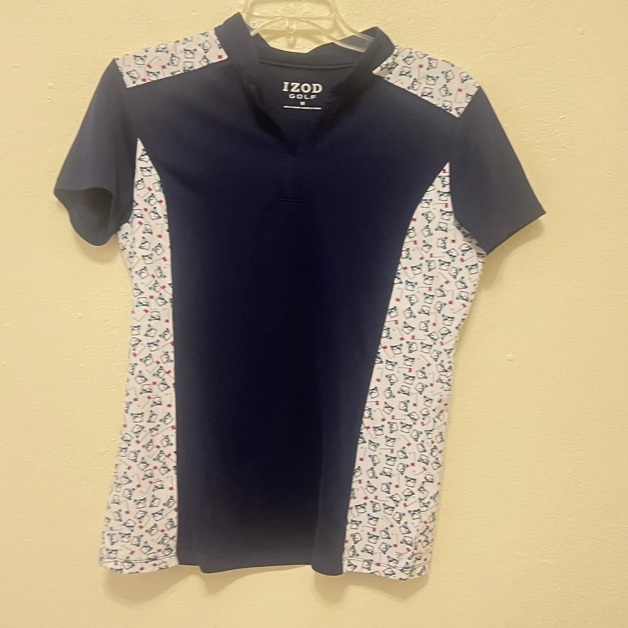 Izod Top Women's Size  Blue Golf Cart Print Short Sleeve Comfort Logo Summer Med - Image 7