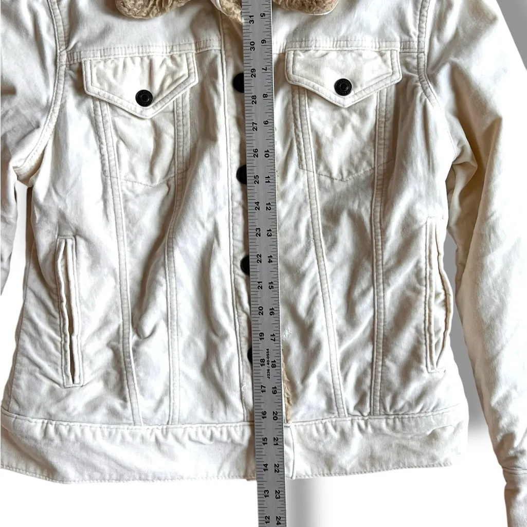 VTG Y2K Gap Womens Med Velour Insulated Sherpa Shag Trucker Jacket Penny Lane - Image 7