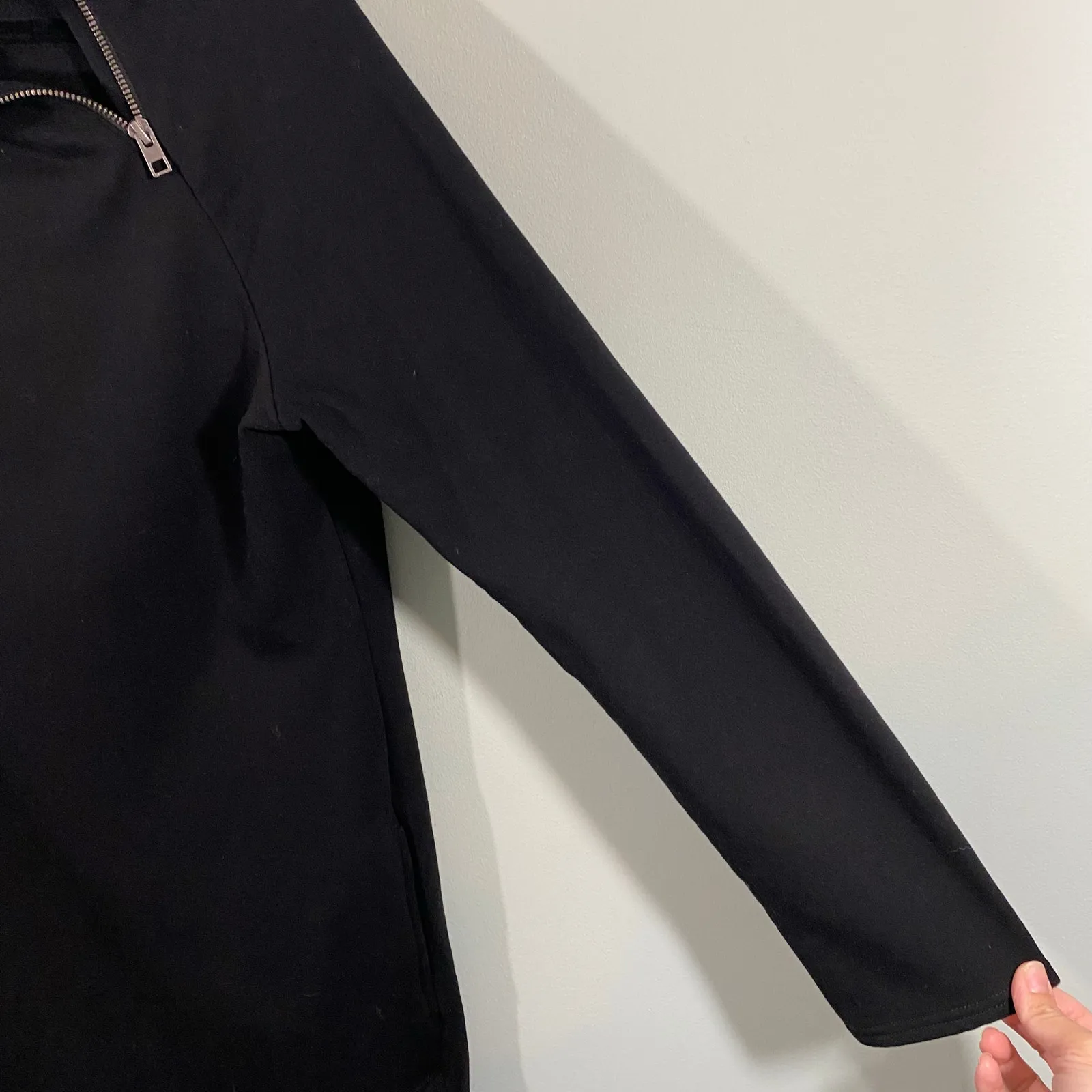 Earth Yoga Black Sustainable Organic Cotton Fleece Lined Sweater Dress Size L Size L - Image 6