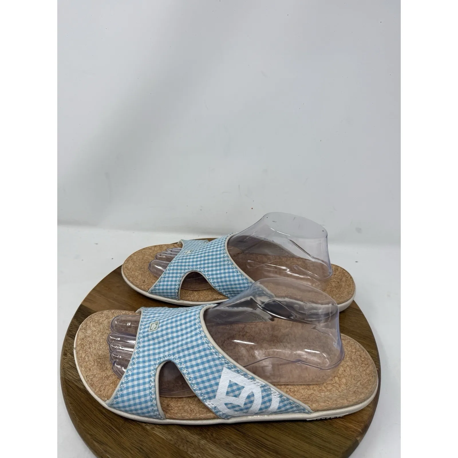 Spenco Womens Kholo Slide‎ Comfort Sandal Blue Gingham Size 11 Total Support - Image 6