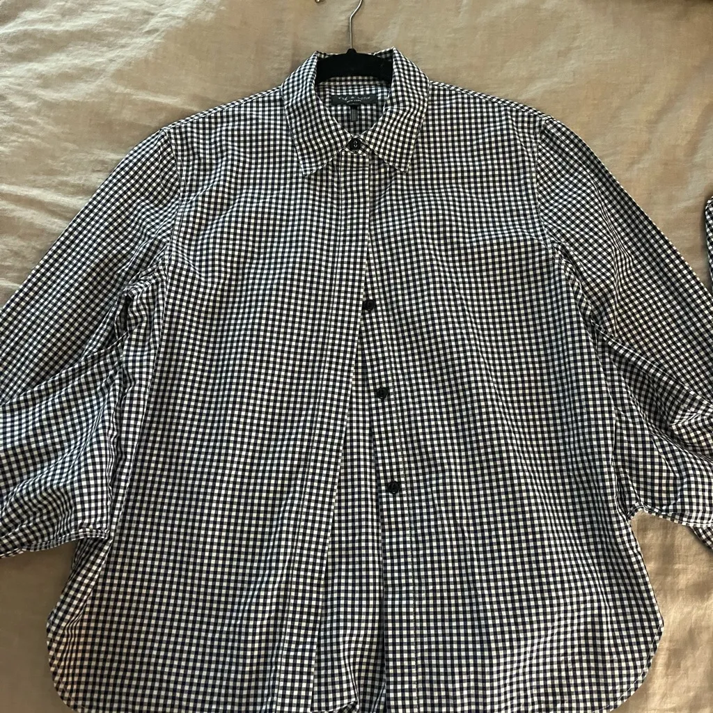 Rag & Bone Navy and White Gingham Shirt - Image 3