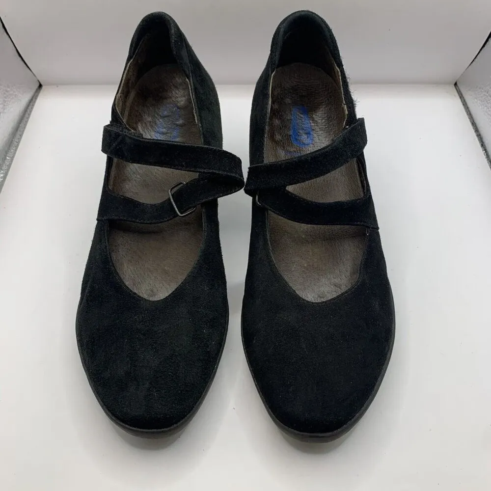 Wolky heel suede leather Mary Jane style Office Heel black size 38 US 7 - Image 2
