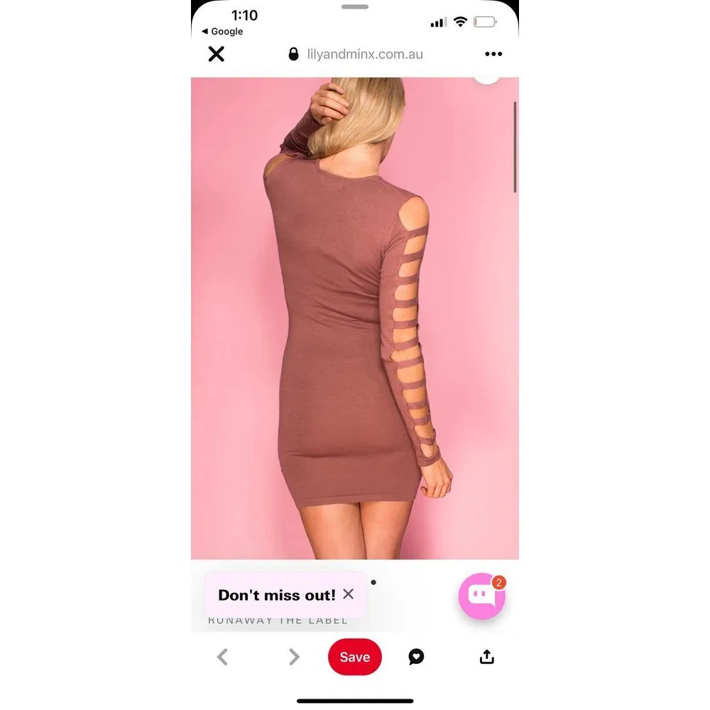 Runaway The Label Green Demi Mini Dress Size XS/ small Ladder Cut Out Sleeves - Image 3