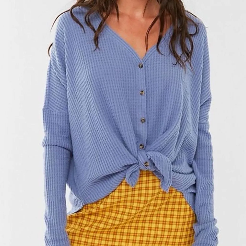 Urban Outfitters Out from Under JoJo Button-Up Waffle Knit Top - Image 3