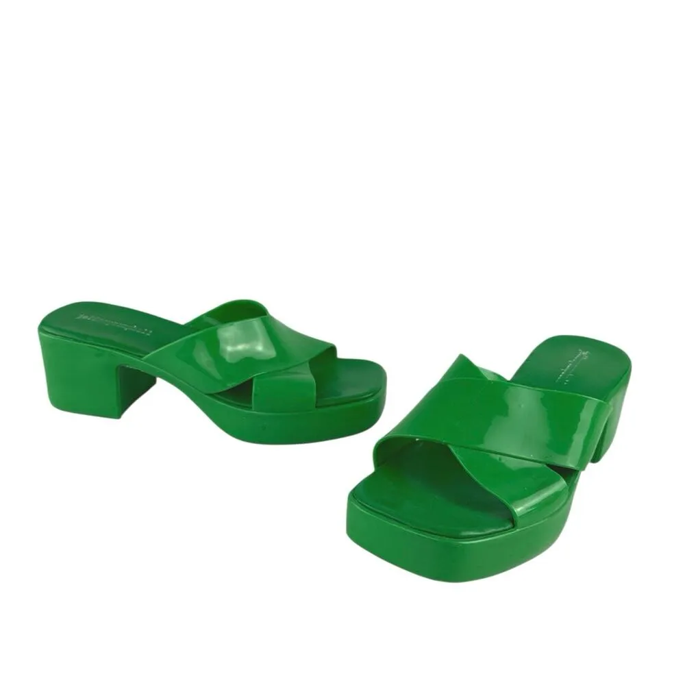 Jeffrey Campbell Bubblegum Women's Green Block Heel Slip On Platform Sandals 8 - Image 5