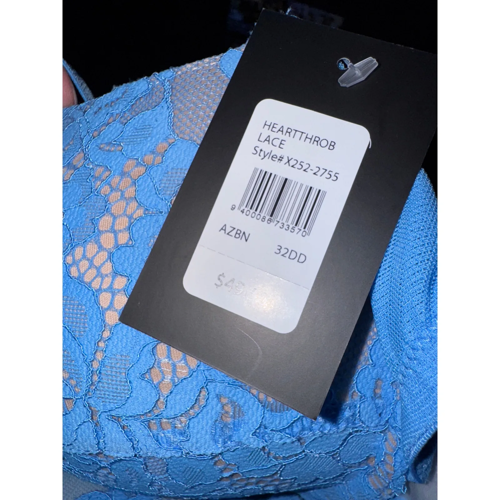 Brand New Frederick's of Hollywood Women's 32DD Heartthrob Blue Lace Bra - Image 6