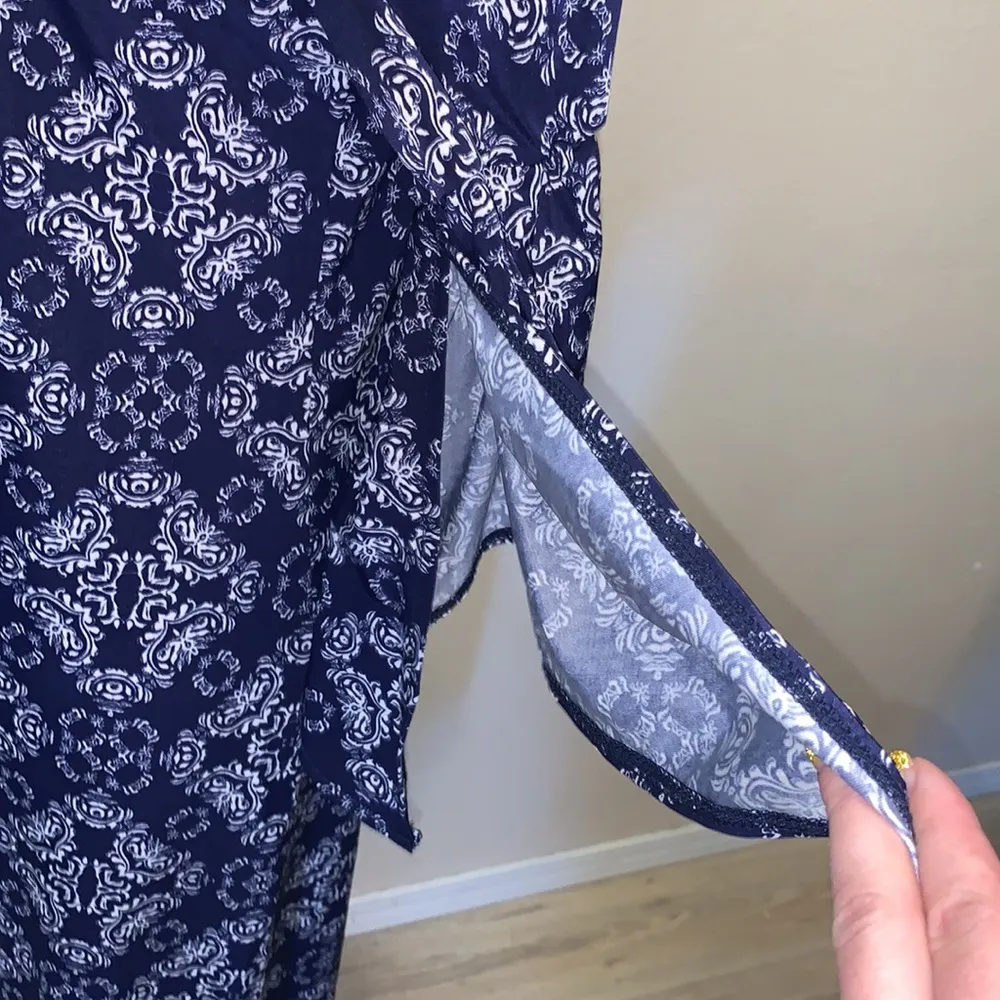 Tacera blue patterned stretchy midi dress - Image 4