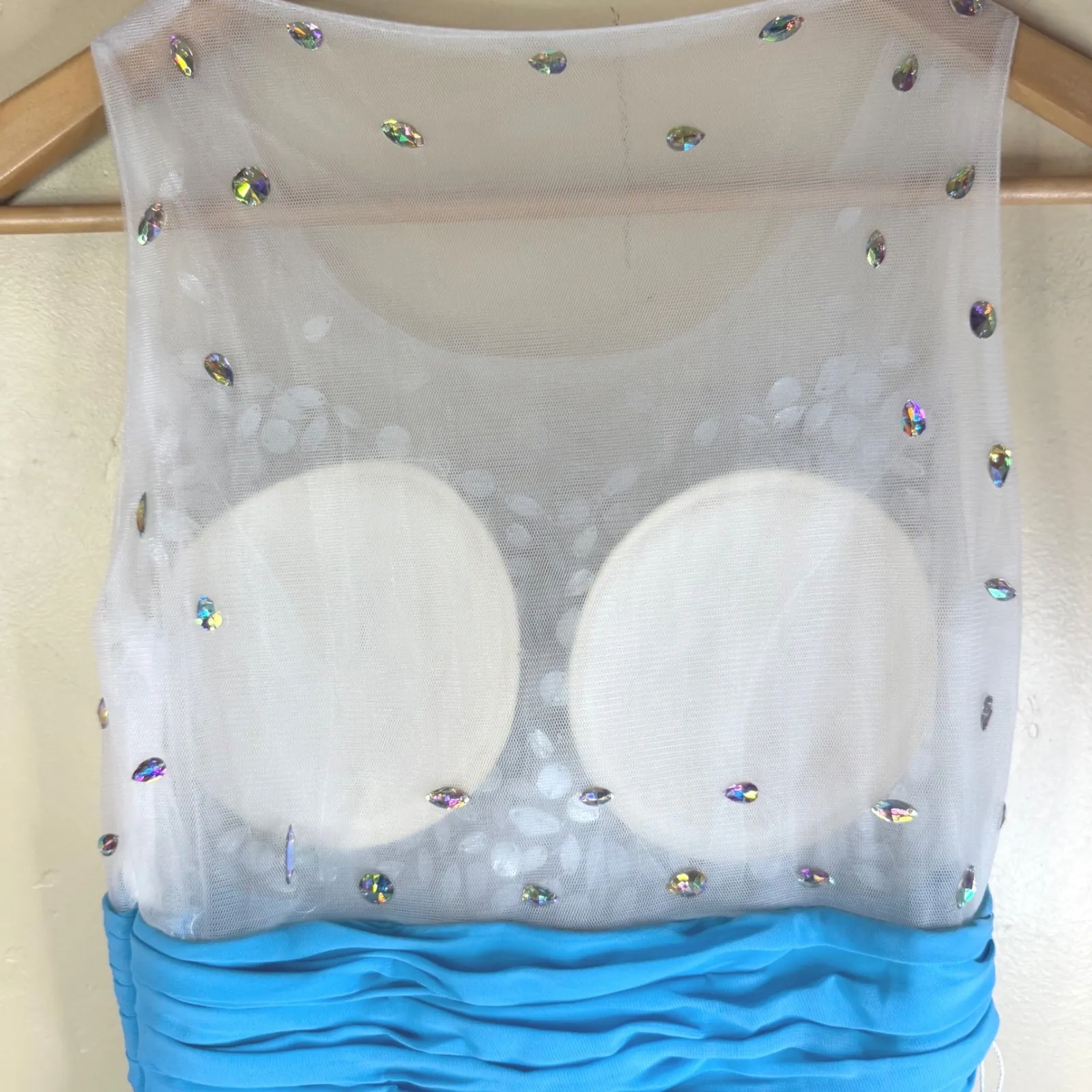 Grace Karin Blue Beaded Illusion Neckline Sleeveless Gown Formal Dress Size 2 - Image 6