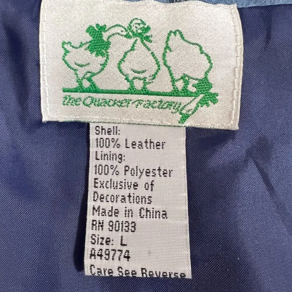 Quacker Factory blue suede Whipstitched Sunflower patchwork jacket - Image 7