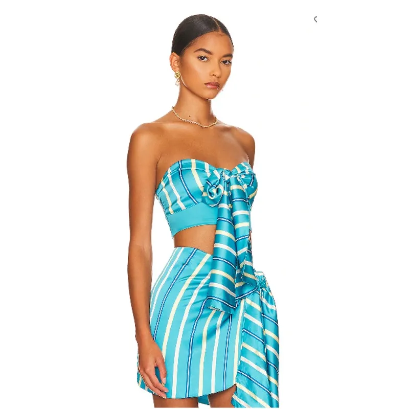 Atoir Tied Up Crop Top in‎ Bahama Stripe Size Small Blue - Image 6