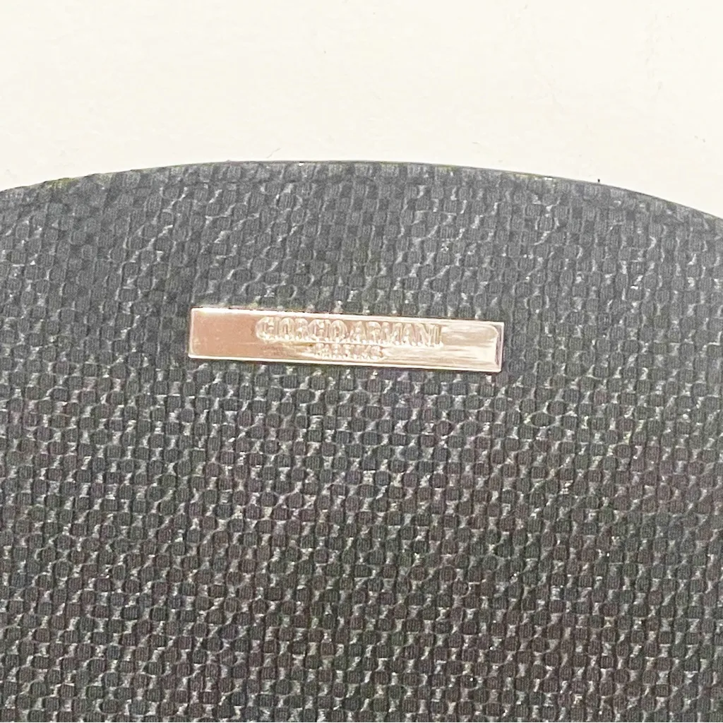 Giorgio Armani Black Full ZIp Textured Domed Makeup Bag - Image 2