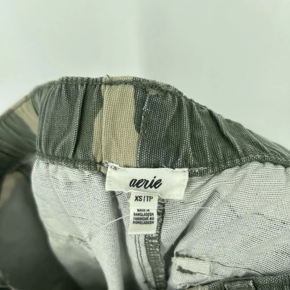 Aerie Double Pocket Utility Jogger Camo Green Pull On Drawstring Size XS - Image 8