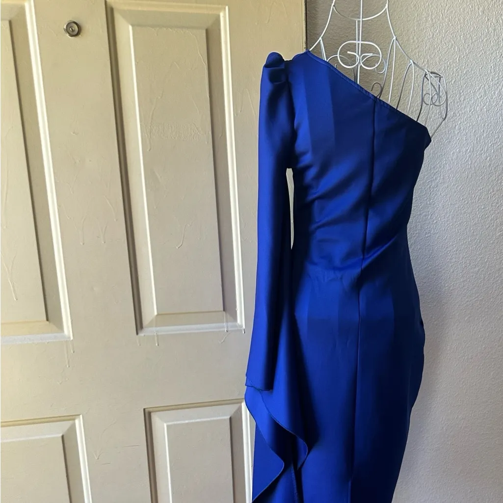 Chic One-Shoulder Royal Blue Dress - Image 4