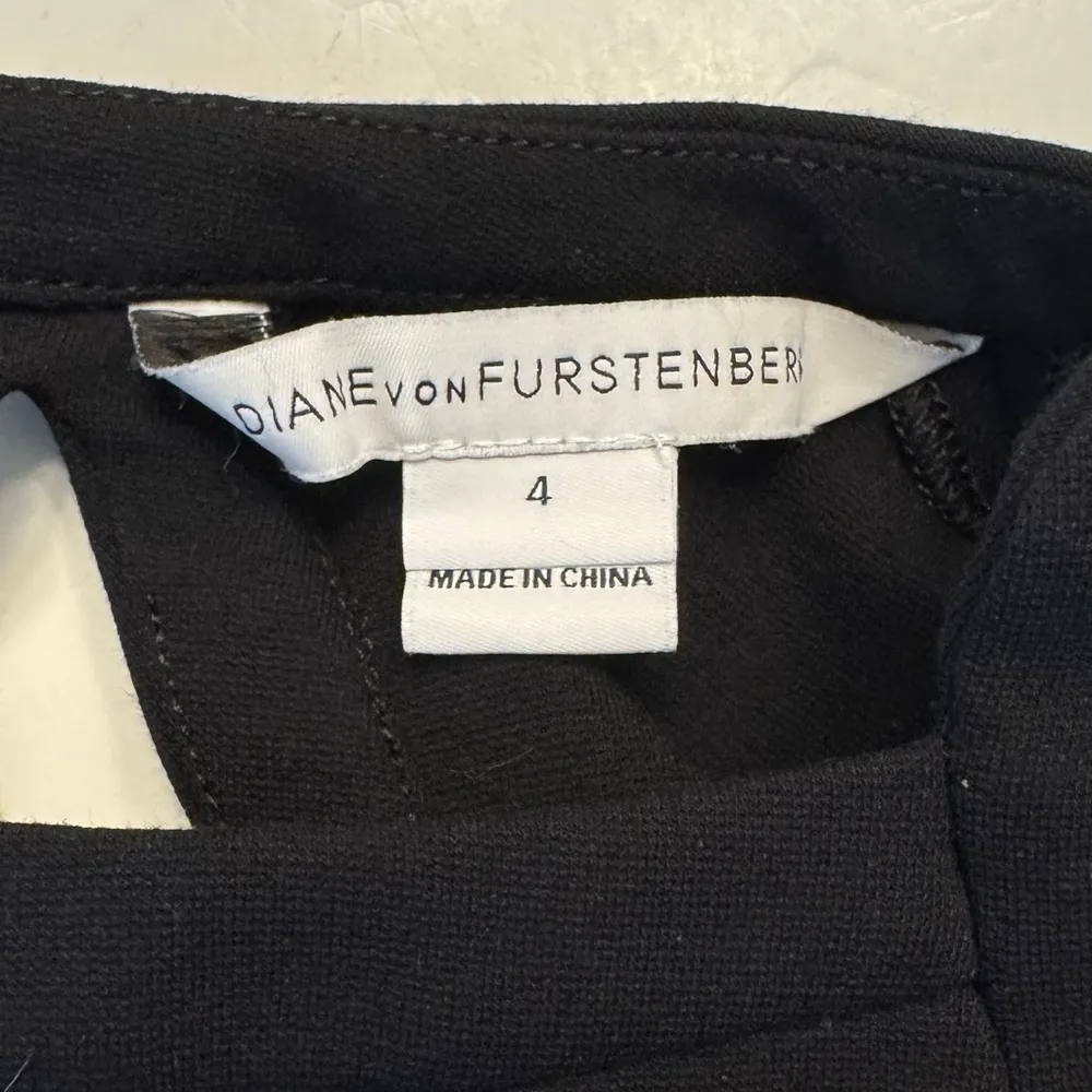 Diane Von Furstenberg Amy Bodycon Sheath Black Dress LBD Shift Cutout 4 Small - Image 10