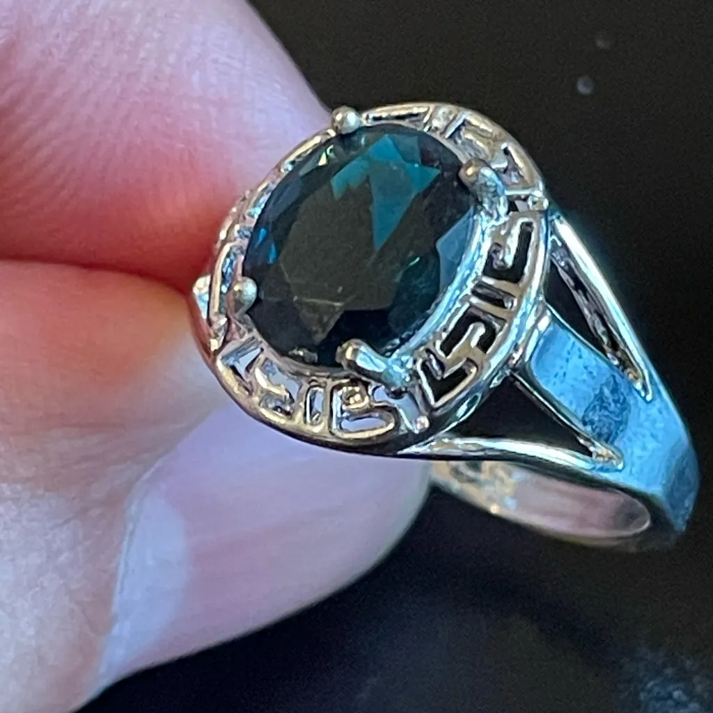 Blue sapphire silver plated ring size 9 - Image 7