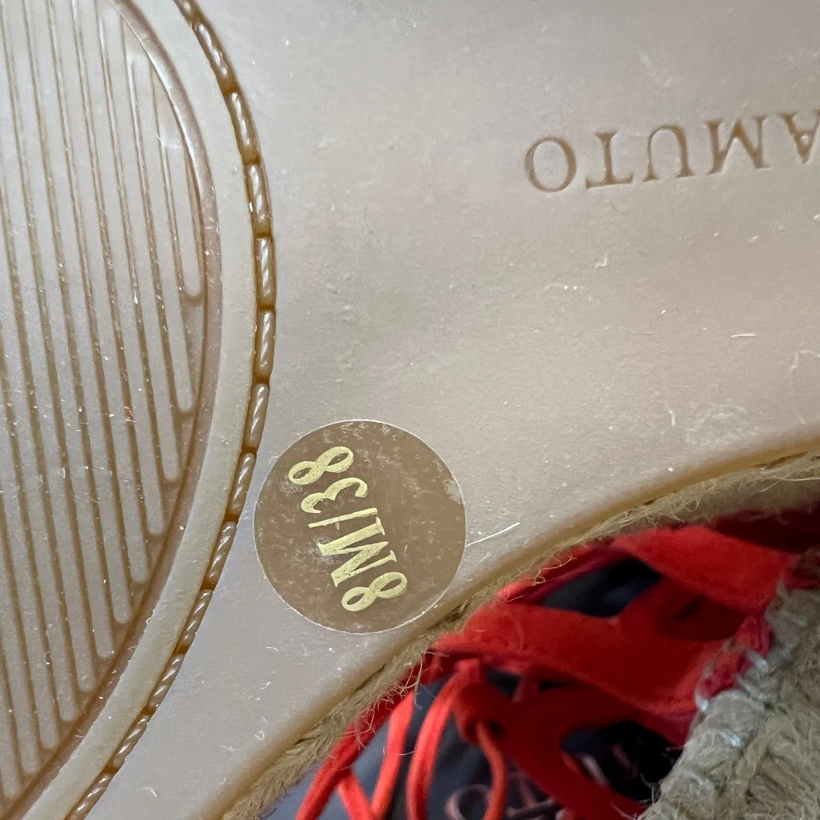 Vince Camuto VC Tannon Blood Orange Suede Lace Up Espadrille Wedge Sandals 8.5 - Image 12