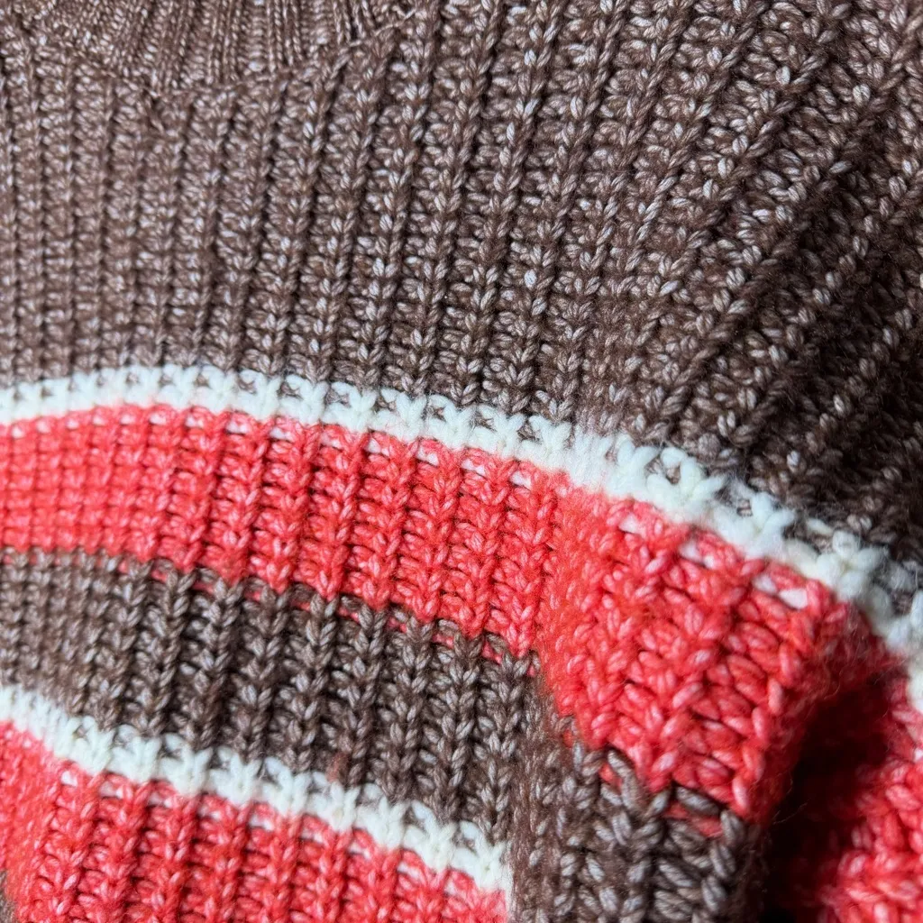 OFFLINE by Aerie Striped Ribbed Knit Crewneck Sweater Women’s Size M Chunky Cozy Brown Size M - Image 9