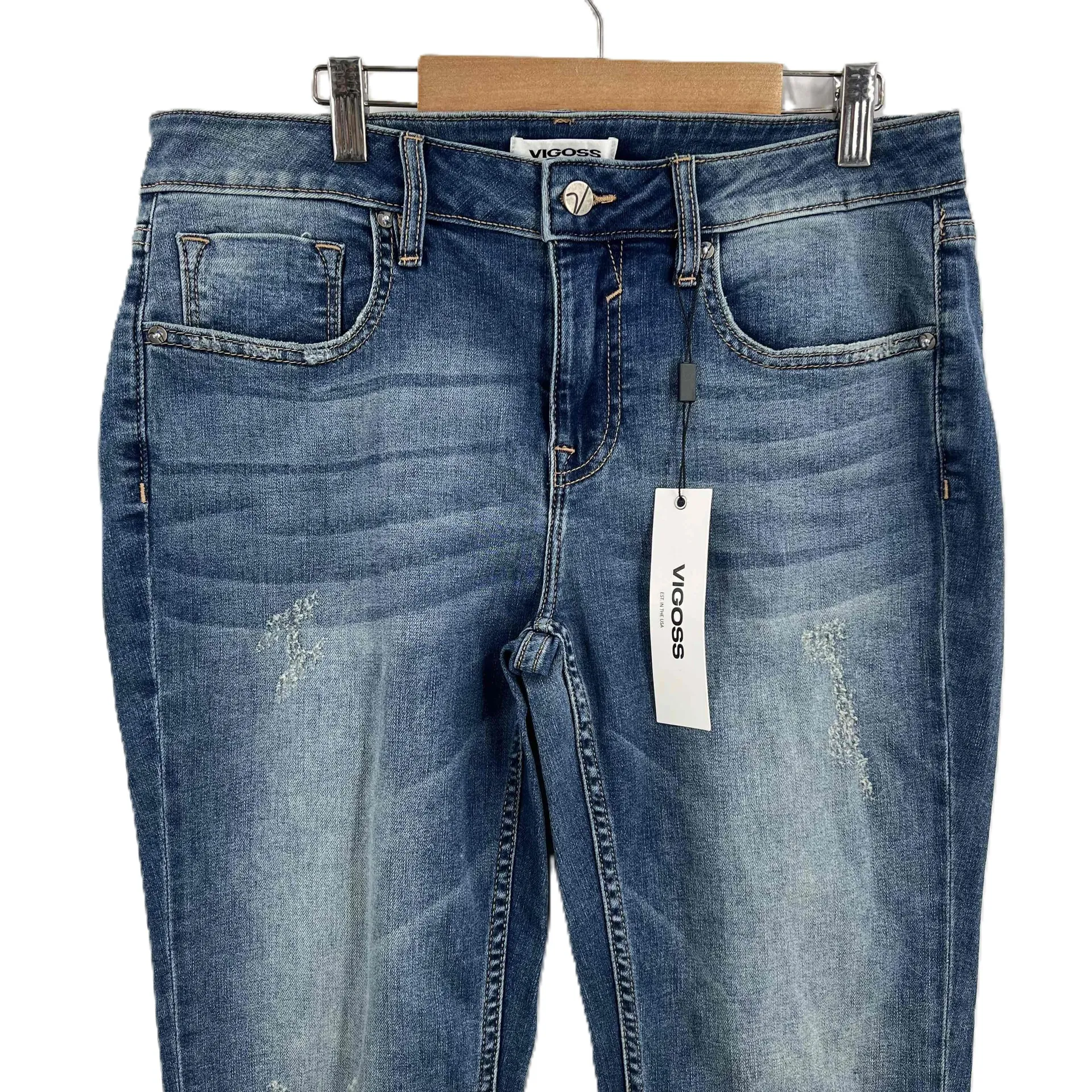 VIGOSS Thompson Midrise Tomboy Distressed Rolled Cuff Jeans Womens Size‎ 31 New - Image 2
